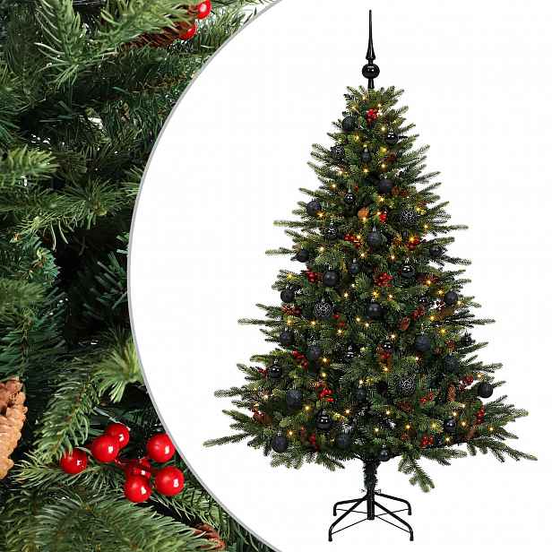vidaXL Umělý vánoční stromek s vánočními koulemi 150 cm 150 LED