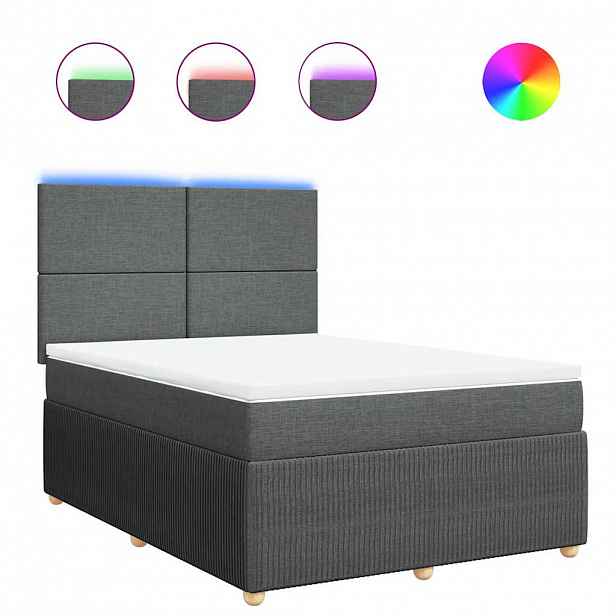 vidaXL Box spring postel s matrací tmavě šedý 140 x 190 cm textil