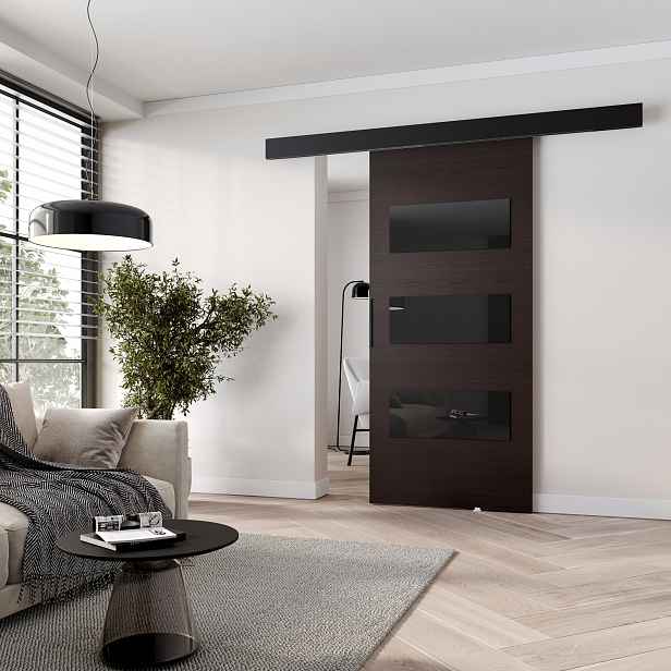 Interiérové dveře na stěnu BARRET 15 - 86 cm, wenge / černé