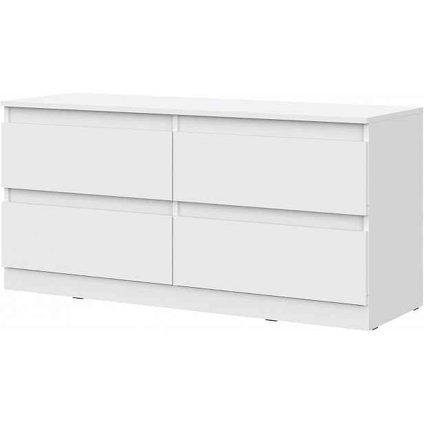 Komoda, Tv skříňka Sola, bílá, 127 x 61 x 44 cm, 4 zásuvky