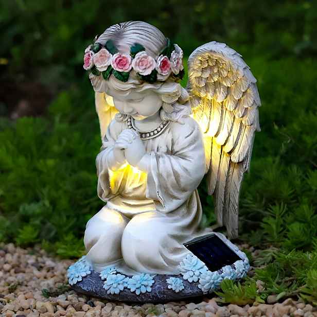 Led Solární Zahradní Figurka Anděla Odolná Vůči Povětrnostním Vlivům