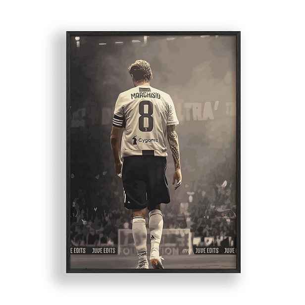 Obraz Claudio Marchisio Juventus Plakát Rámeček Dřevěný Černý 30x42 cm