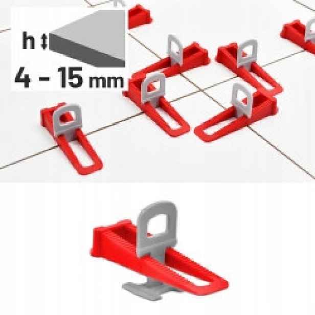 Sada pro pokládání dlaždic 4 15 mm klipy 2 mm 250 ks klínky 100 ks