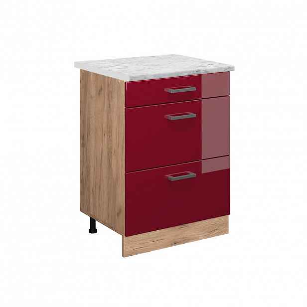 Vicco SPODNÍ SKŘÍŇKA KUCHYŇSKÉ LINKY R-Line Červená vysoký lesk 60 cm PD Mramor