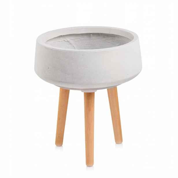 Květináč obal na nohy keramika mísa Beton Retro Boho Dřevo 35x33 cm