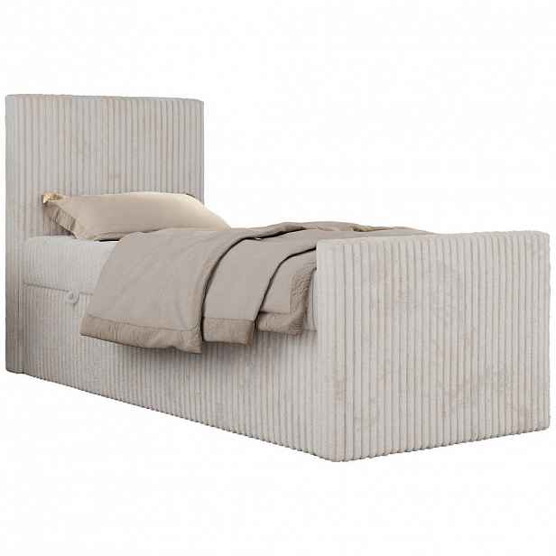 MKS MLÁDEŽNÍ POSTEL TILIO DUO 90/200 - Béžová Manšestr - H3 - Vlevo
