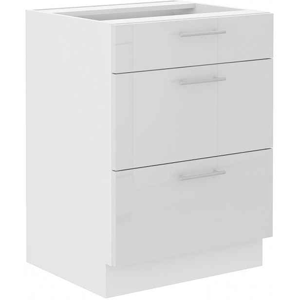Spodní skříňka Lara 60 D 3S BB - Quadro Barva korpusu: Bílá, Barva dvířek: Bílý lesk