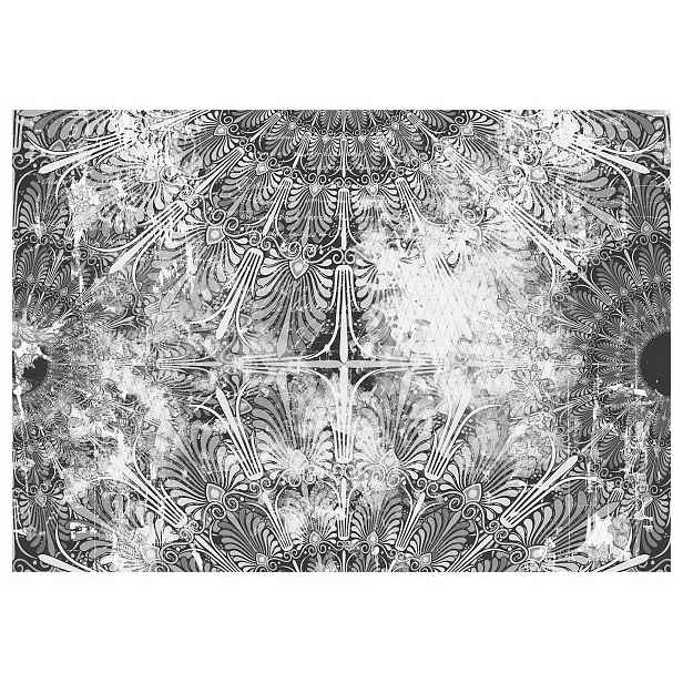 Vliesová fototapeta Květiny a retro geometrie v šedé barvě 300x210 lepidlo
