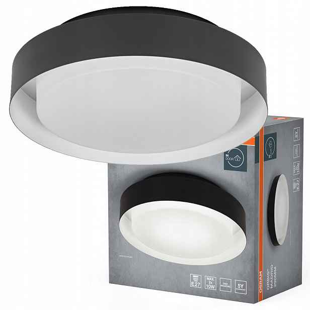 Stropní Svítidlo Led nástěnné svítidlo 2x E27 Černá Bílá Orbis Osram