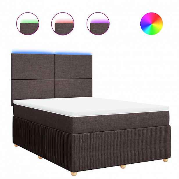vidaXL Box spring postel s matrací tmavě hnědá 140x190 cm textil