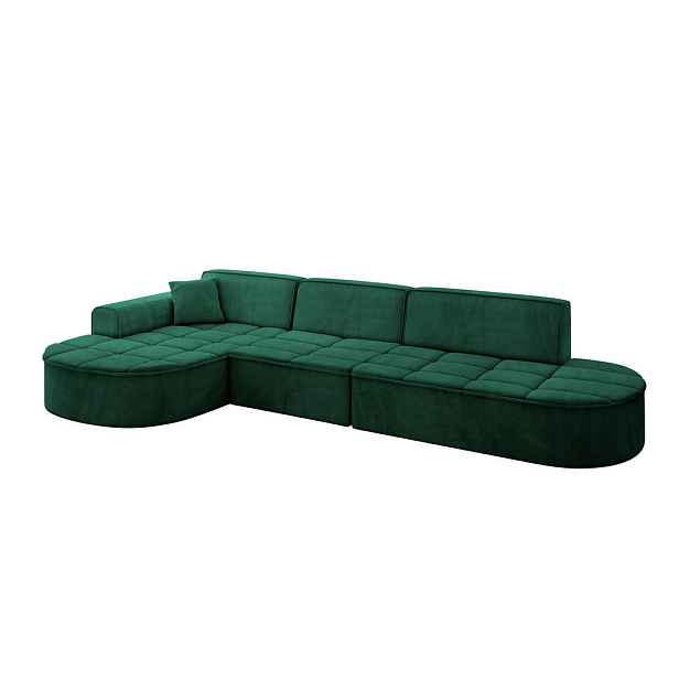 ALTDECOR ROHOVÁ SEDAČKA s otomanem, levá TARO-L2 328x171x79,5 Zelená Velur
