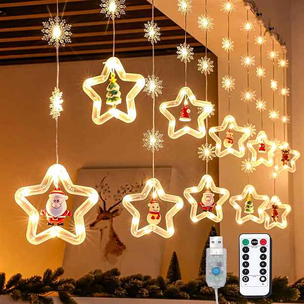Světelný závěs, 3 x 0,5 m, řetěz, 10 Led hvězdiček, 8 režimů