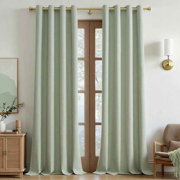 Zatemňovací závěsy Miulee 245×140 Cm 2 ks zelené, termální, lněný styl