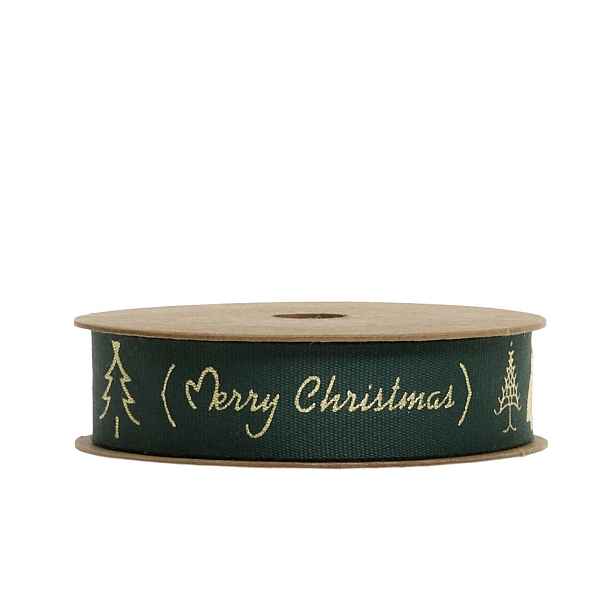Zelená bavlněná stuha Merry Christmas - 1,5cm x 5 m Chic Antique