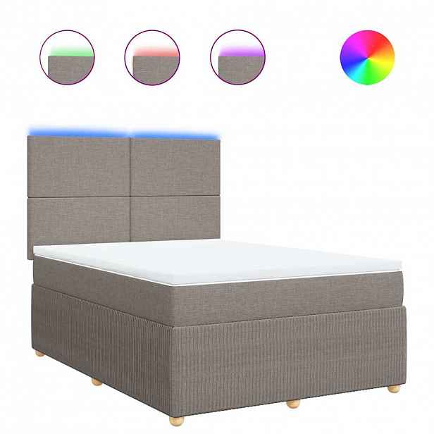 vidaXL Box spring postel s matrací taupe 140x190 cm textil