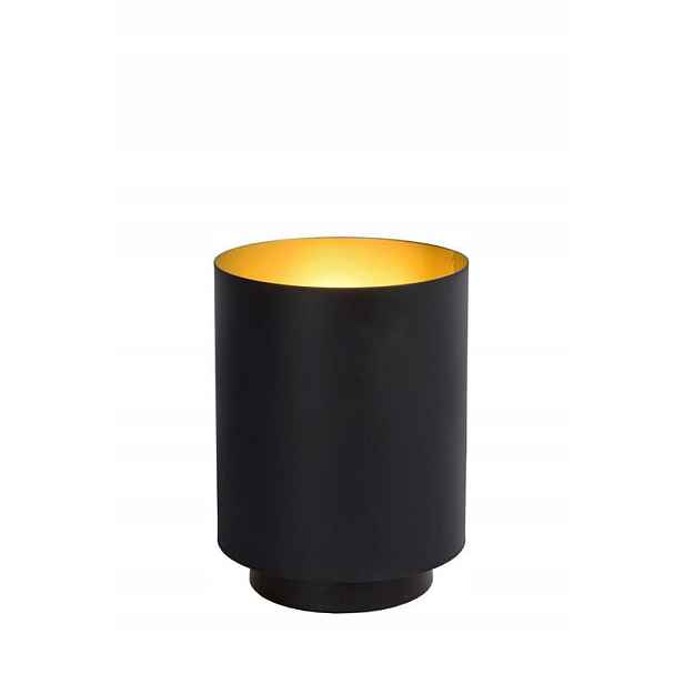 Stolní lampa noční černá zlatá tuba 16 cm kulatá do ložnice Lucide