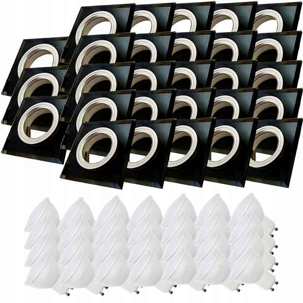 28x Skleněná Černá Stropní Lampa Čtverec Objímka Led Žárovky 5W