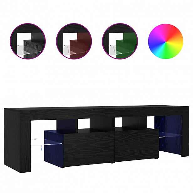 vidaXL TV stolek s LED černý dub 140 x 36,5 x 40 cm kompozitní dřevo