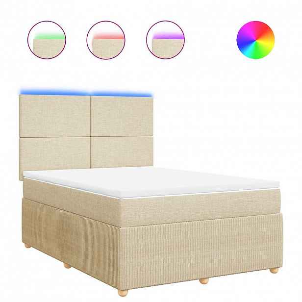 vidaXL Box spring postel s matrací krémová 140x190 cm textil