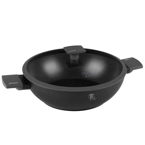 BERLINGERHAUS Pánev WOK s titanovým povrchem a poklicí 30 cm Antracit Collection BH-8125