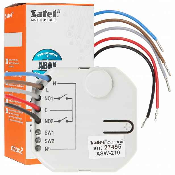 Bezdrátový dvoukanálový ovladač Satel ASW-210 230V Ac Abax