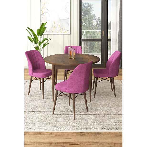 Dining Table & Chairs Set (5 Pieces) Rox - Baroque, Purple