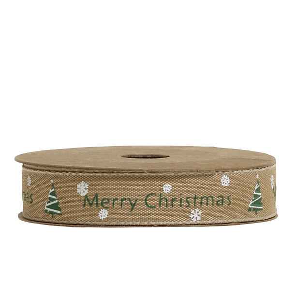 Latté látková stuha Merry Christmas - 1,5cm x 5 m Chic Antique