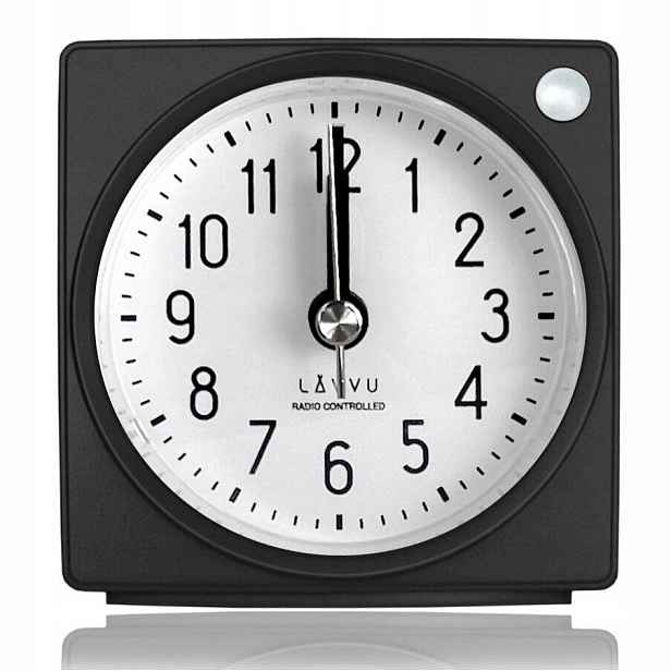 Černý Čtvercový Budík Lavvu LAR3020 Alarm Snooze Ovládaný Rádiem Dcf