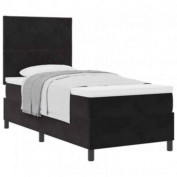 vidaXL Postel s boxspringem s čelo Černý 100 x 200 cm samet