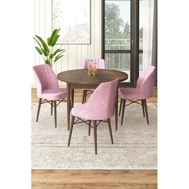 Dining Table & Chairs Set (5 Pieces) Rox - Baroque, Pink