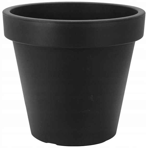 Květináč plastový kulatý na květiny, velký, antracit, 48 cm