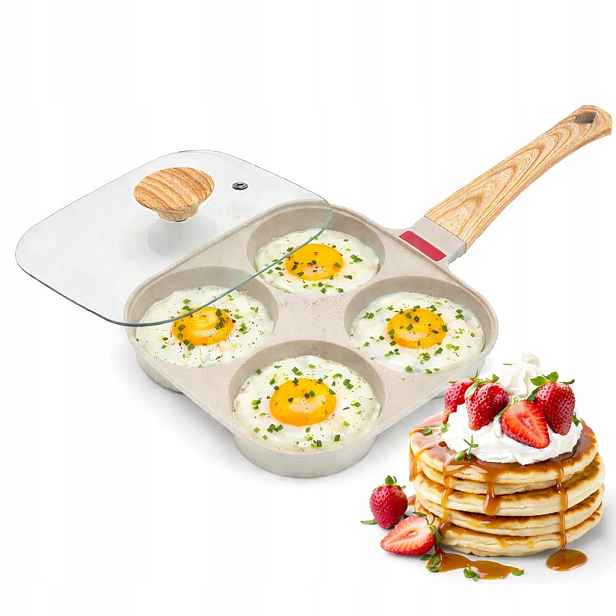 Pánev na vejce a placky Pancake 24 cm 4 nepřilnavá pole skleněná poklice