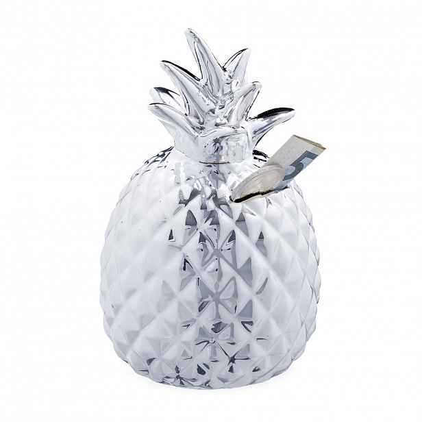 Relaxdays POKLADNIČKA Stříbrná ananas keramika se zámkem