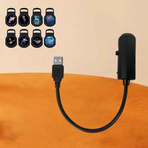 TEMU 8ks Přenosné USB Noční Světlo s Projekcí Mořského Života - Vyměnitelné Diapozitivy s Oceánskými Vzory (Velryby, Medúzy, Delfíni, Žraloci, Želvy)