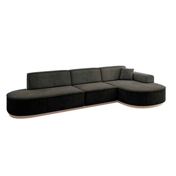 ALTDECOR ROHOVÁ SEDAČKA s otomanem, pravá MARI-L2-v1 328x171x83 Černá Velur