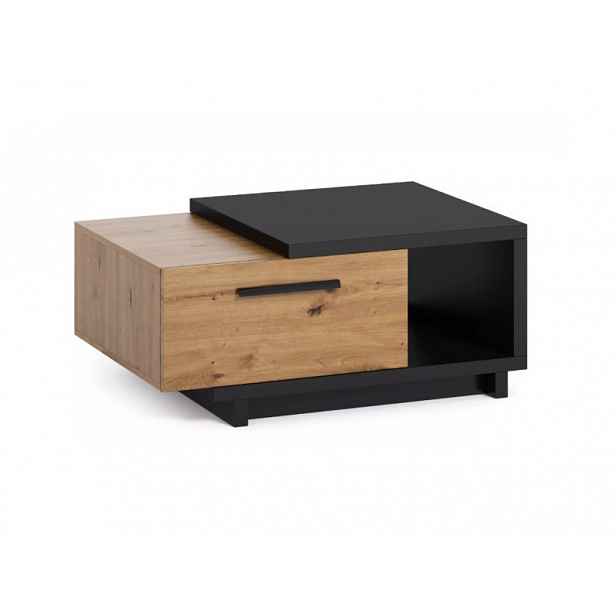 Konferenční stolek 90 cm DELAWARE - dub artisan / matný černý
