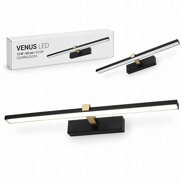 Venus černo-zlatá Led lampa 12W 60 cm do obchodu nad vitrínu 4200K IP44