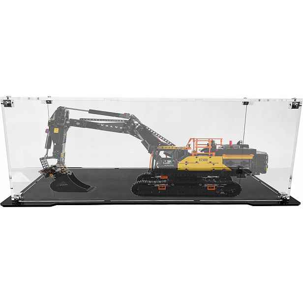 Vitrína s černou základnou pro sadu Lego 42215 Bagr Volvo EC500