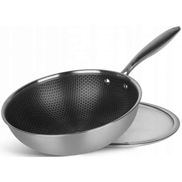Wok Pánev Z Nerezové Oceli Nerezová Ocel 28 CM Edenberg