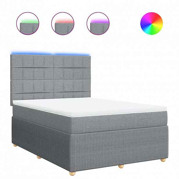 vidaXL Box spring postel s matrací světle šedá 140 x 190 cm textil