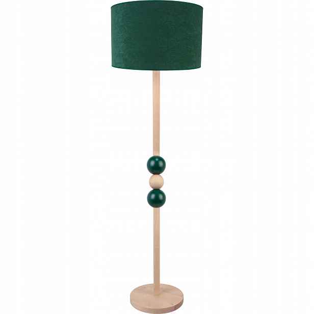 Dřevěná Podlahová Lampa Lahvově Zelená Barva Stojící