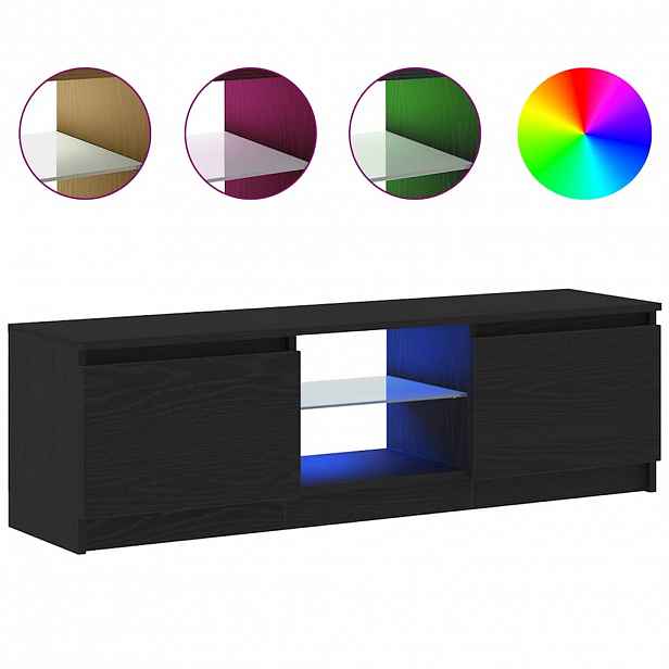 vidaXL TV stolek s LED černý dub 120 x 30 x 36 cm kompozitní dřevo
