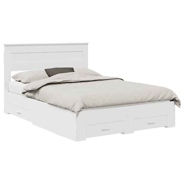 vidaXL Rám postele se zásuvkou Bílá 140 x 190 cm Kompozitní dřevo