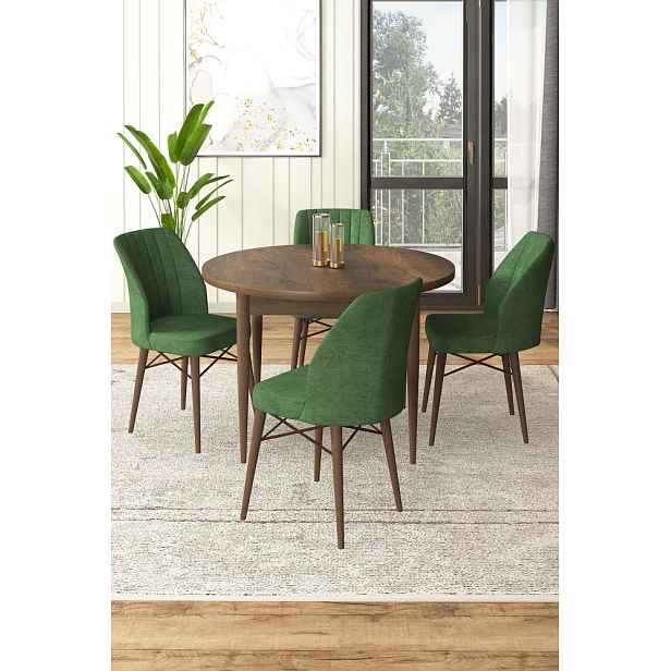 Dining Table & Chairs Set (5 Pieces) Rox - Baroque, Khaki