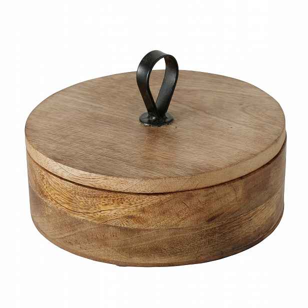 Krabička na kulaté drobnosti Mangové dřevo Průměr 19 cm Výška 13 cm