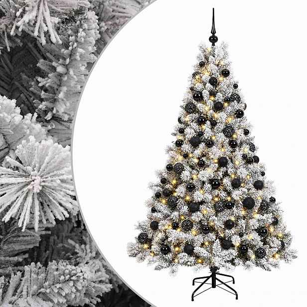 vidaXL Umělý vánoční stromek s baňkami 180 cm 300 LED Teplá bílá