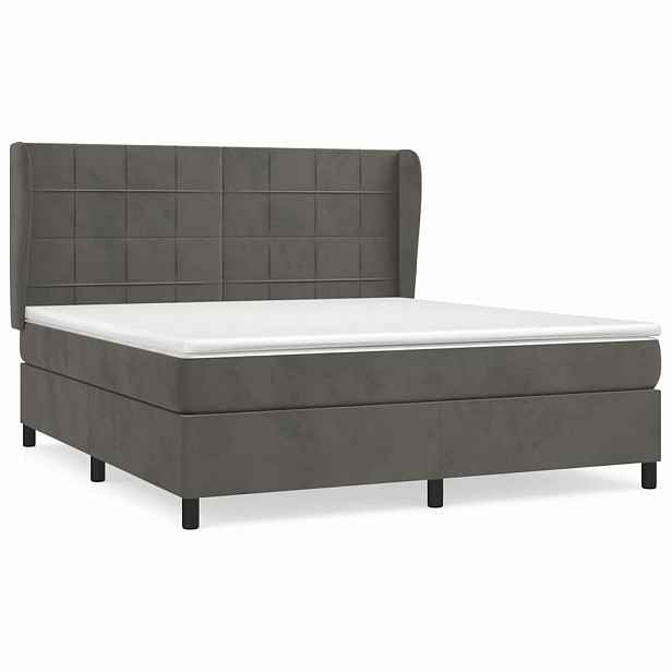 vidaXL Box spring postel s matrací tmavě šedá 180x200 cm samet