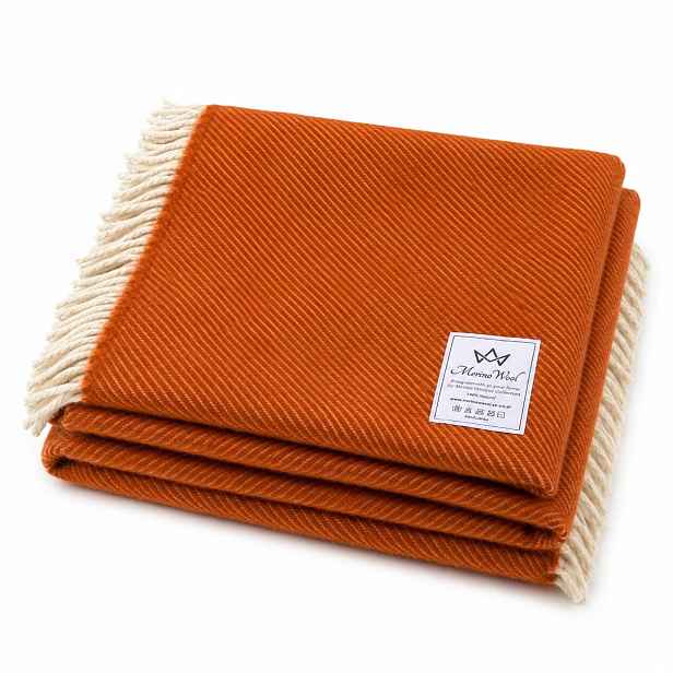 Merino Wool Vlněná Deka, přehoz na pohovku, postel 100% vlna 160 x 200