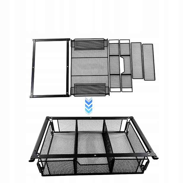 Organizér Do Šuplíku Na Stůl Drátěná Síť, 6,5 X 23,5 X 8,2 CM, Černý