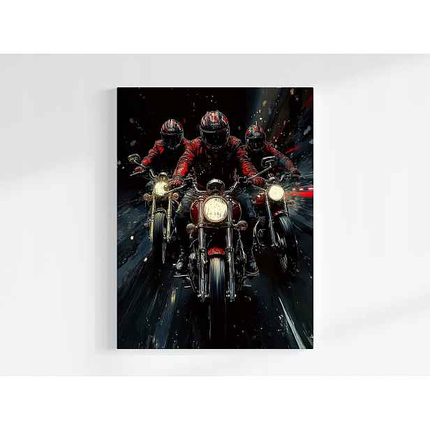 Plakát Motocykl Biker Jízda Harley Noc Cestování 75x100